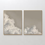 Whispers in the Sky – Set of 2 Canvas Prints set of 2 – beige and white cloud canvas wall art by Aspire Prints