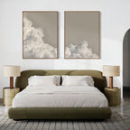 Whispers in the Sky – Set of 2 Canvas Prints set of 2 – beige and white cloud canvas wall art by Aspire Prints