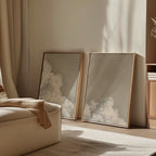 Whispers in the Sky – Set of 2 Canvas Prints set of 2 – beige and white cloud canvas wall art by Aspire Prints