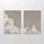 Whispers in the Sky – Set of 2 Canvas Prints set of 2 – beige and white cloud canvas wall art by Aspire Prints
