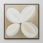 Whispering Petals at Dawn – beige and white botanical canvas wall art print by Aspire Prints
