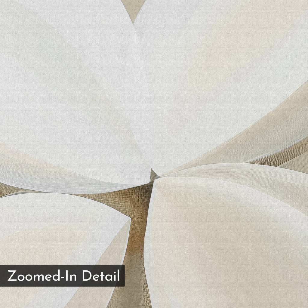 Whispering Petals at Dawn – beige and white botanical canvas wall art print by Aspire Prints