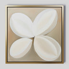 Whispering Petals at Dawn – beige and white botanical canvas wall art print by Aspire Prints