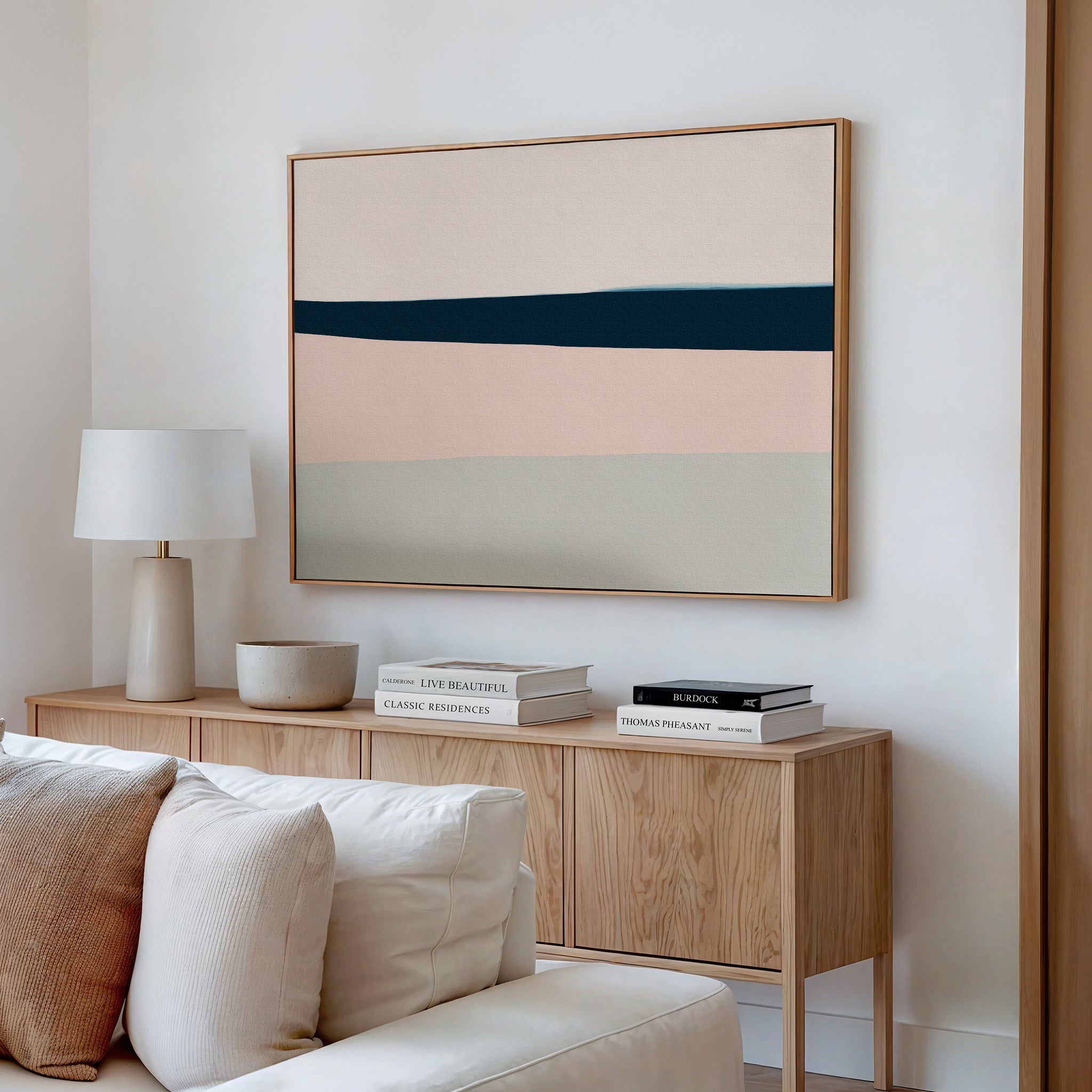 Whispers of the Shoreline – blue abstract canvas wall art print by Aspire Prints