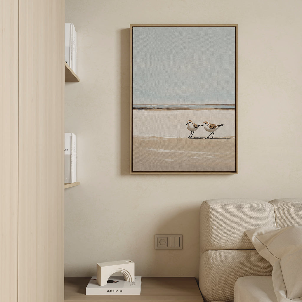 Whispers at the Tideline – neutral-toned vintage canvas wall art print by Aspire Prints