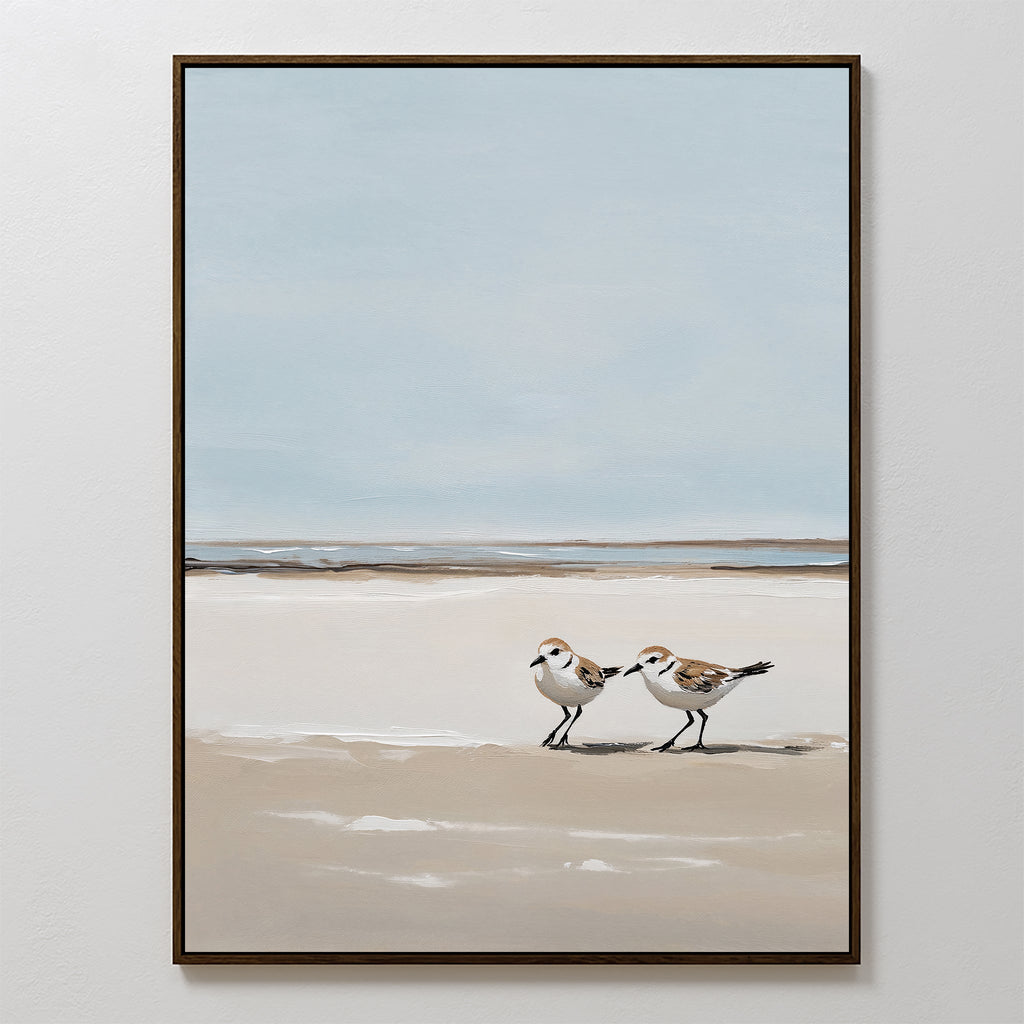 Whispers at the Tideline – neutral-toned vintage canvas wall art print by Aspire Prints