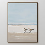 Whispers at the Tideline – neutral-toned vintage canvas wall art print by Aspire Prints