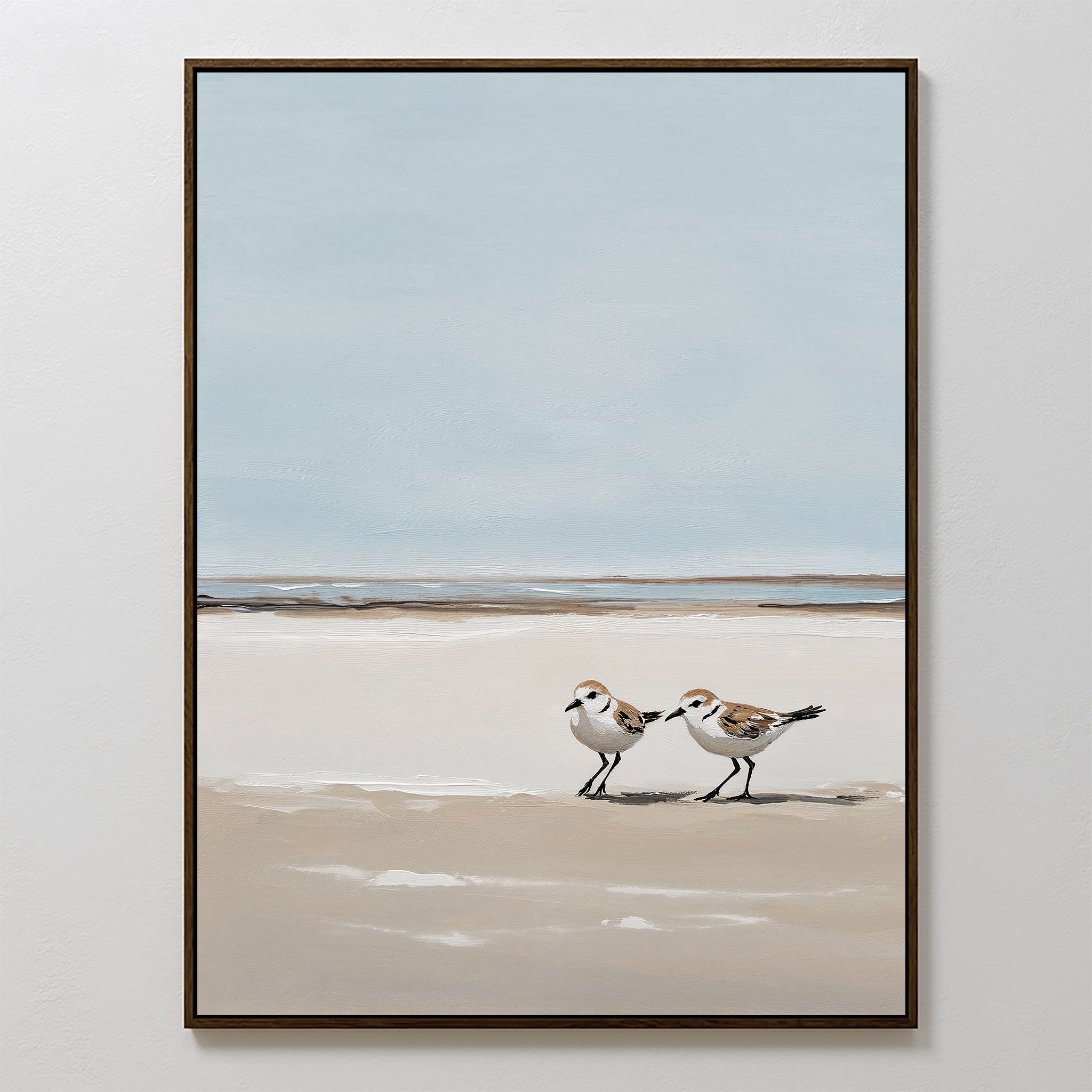 Whispers at the Tideline – neutral-toned vintage canvas wall art print by Aspire Prints