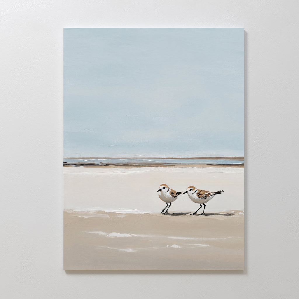 Whispers at the Tideline – neutral-toned vintage canvas wall art print by Aspire Prints