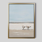 Whispers at the Tideline – neutral-toned vintage canvas wall art print by Aspire Prints