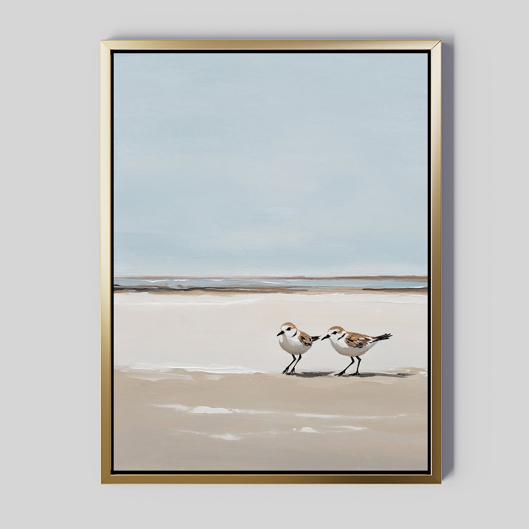 Whispers at the Tideline – neutral-toned vintage canvas wall art print by Aspire Prints
