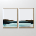 Whispering Tides Diptych – Set of 2 Canvas Prints set of 2 – blue coastal canvas wall art by Aspire Prints