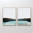 Whispering Tides Diptych – Set of 2 Canvas Prints set of 2 – blue coastal canvas wall art by Aspire Prints