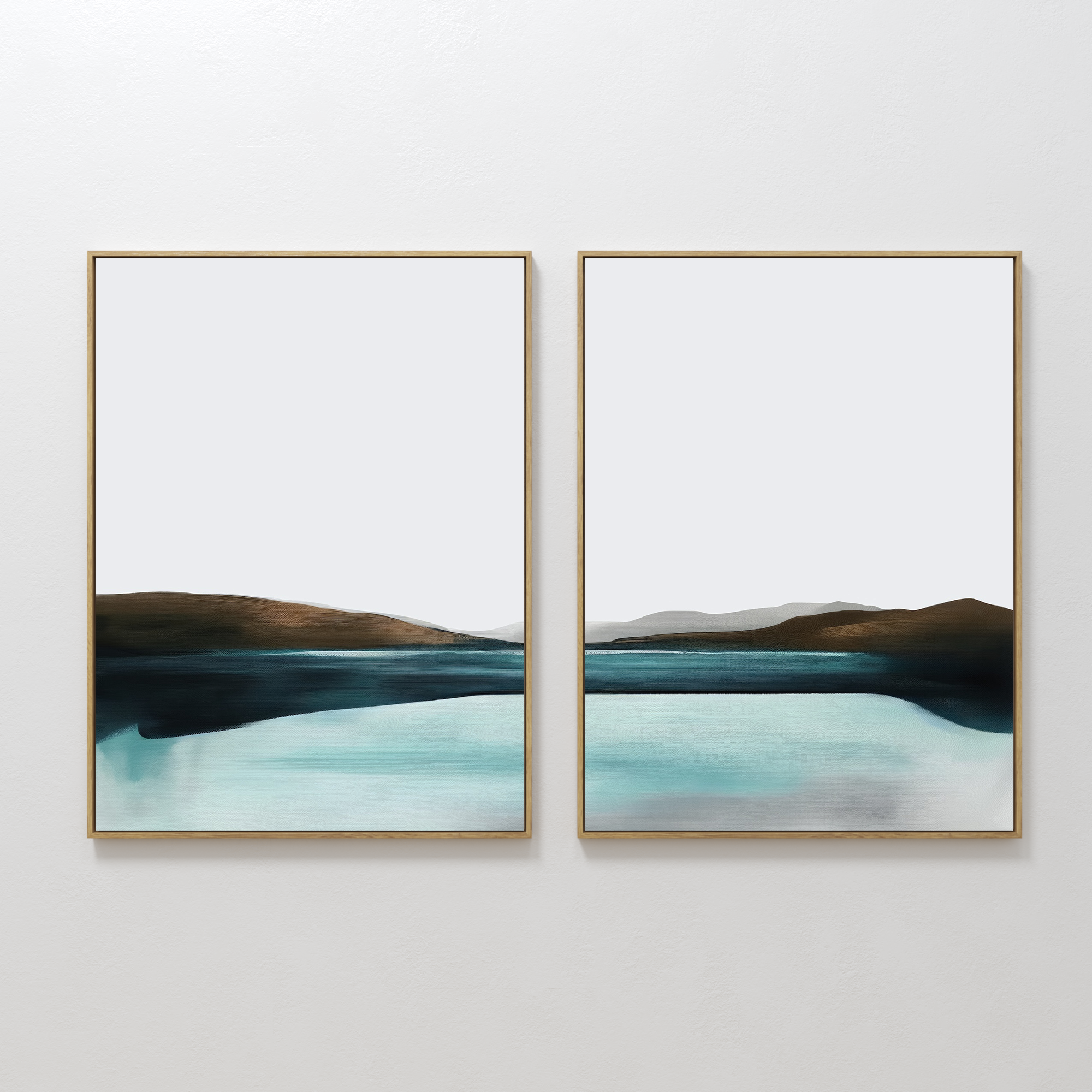 Whispering Tides Diptych – Set of 2 Canvas Prints set of 2 – blue coastal canvas wall art by Aspire Prints