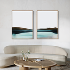 Whispering Tides Diptych – Set of 2 Canvas Prints set of 2 – blue coastal canvas wall art by Aspire Prints