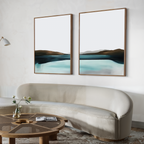 Whispering Tides Diptych – Set of 2 Canvas Prints set of 2 – blue coastal canvas wall art by Aspire Prints