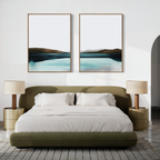 Whispering Tides Diptych – Set of 2 Canvas Prints set of 2 – blue coastal canvas wall art by Aspire Prints