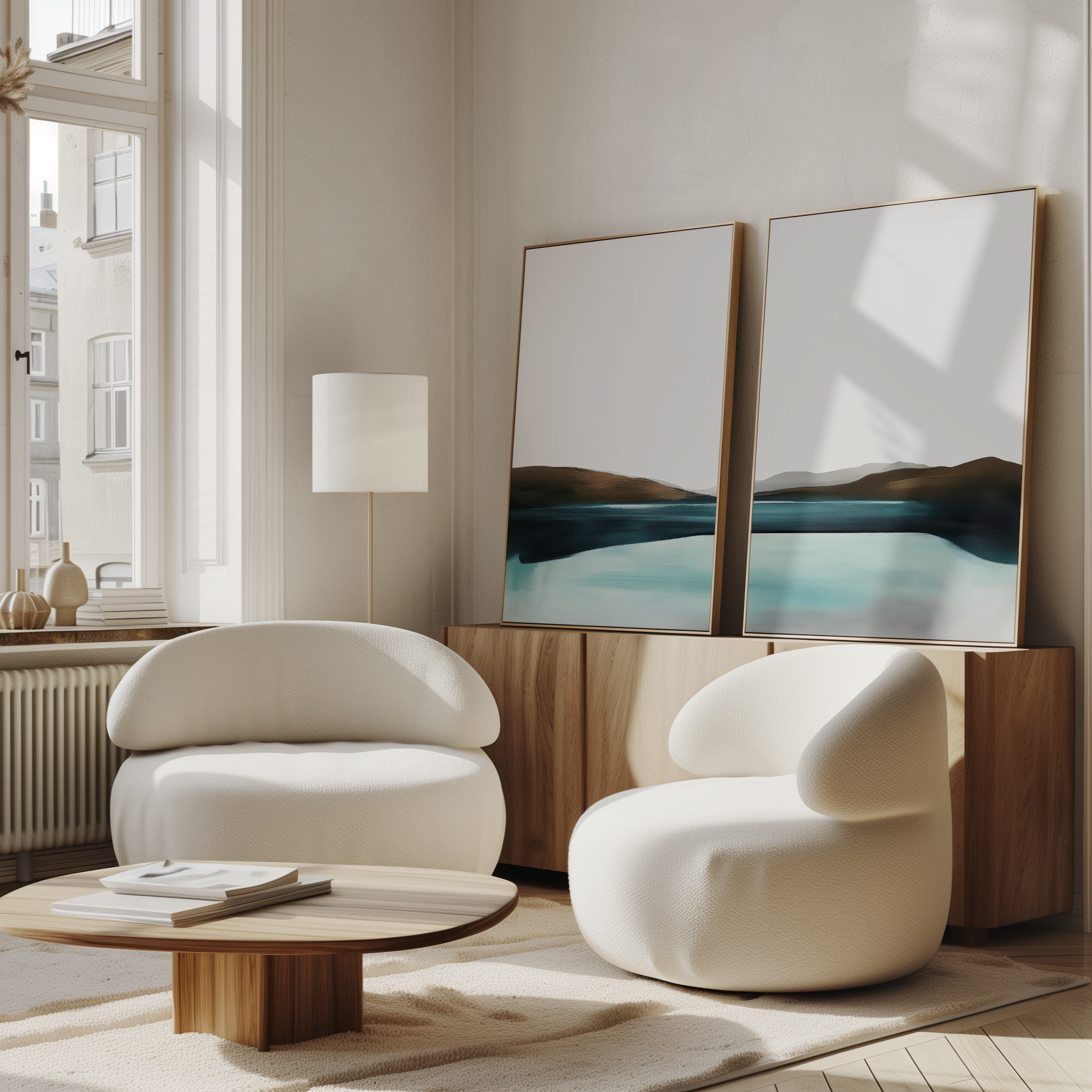Whispering Tides Diptych – Set of 2 Canvas Prints set of 2 – blue coastal canvas wall art by Aspire Prints
