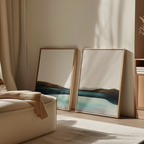 Whispering Tides Diptych – Set of 2 Canvas Prints set of 2 – blue coastal canvas wall art by Aspire Prints