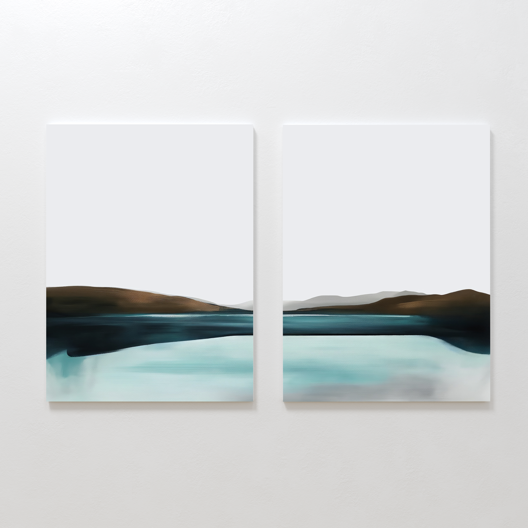 Whispering Tides Diptych – Set of 2 Canvas Prints set of 2 – blue coastal canvas wall art by Aspire Prints