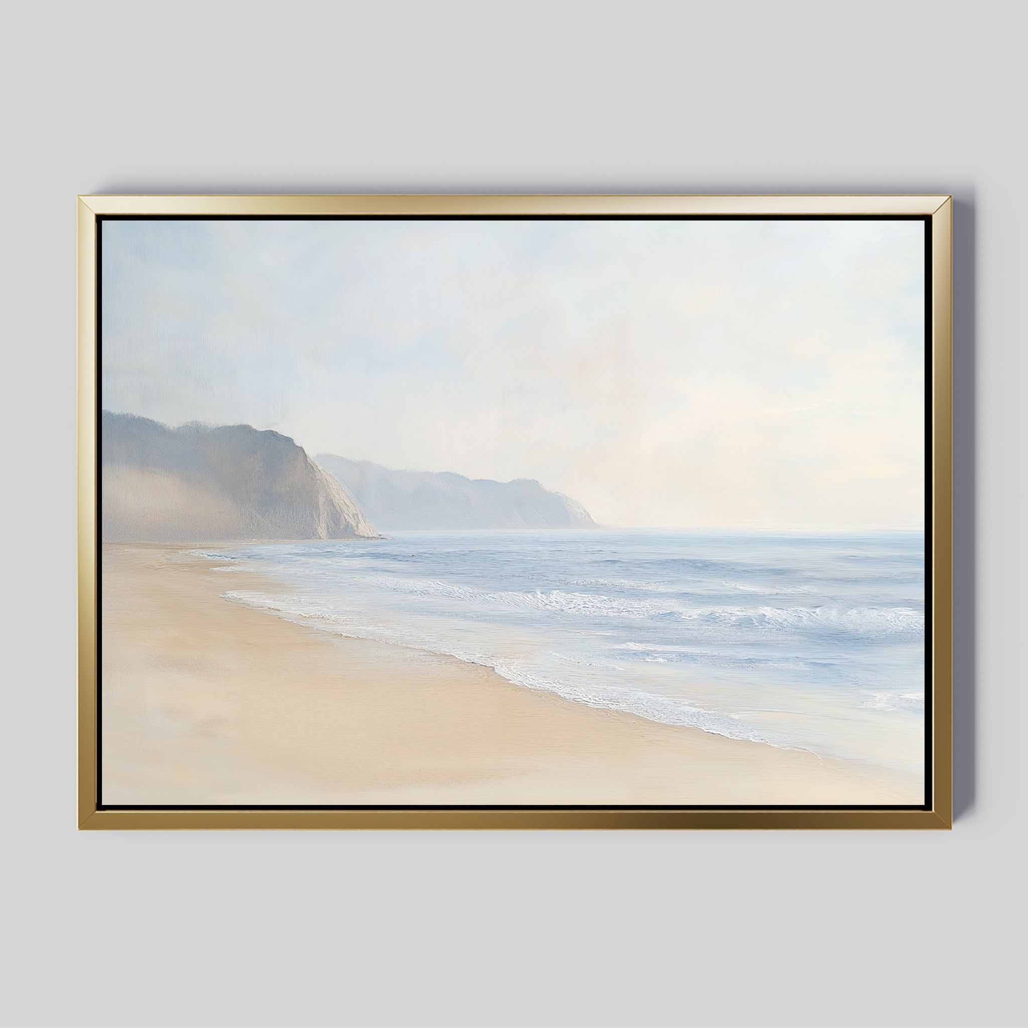 Whispers of the Tide – beige and white vintage canvas wall art print by Aspire Prints