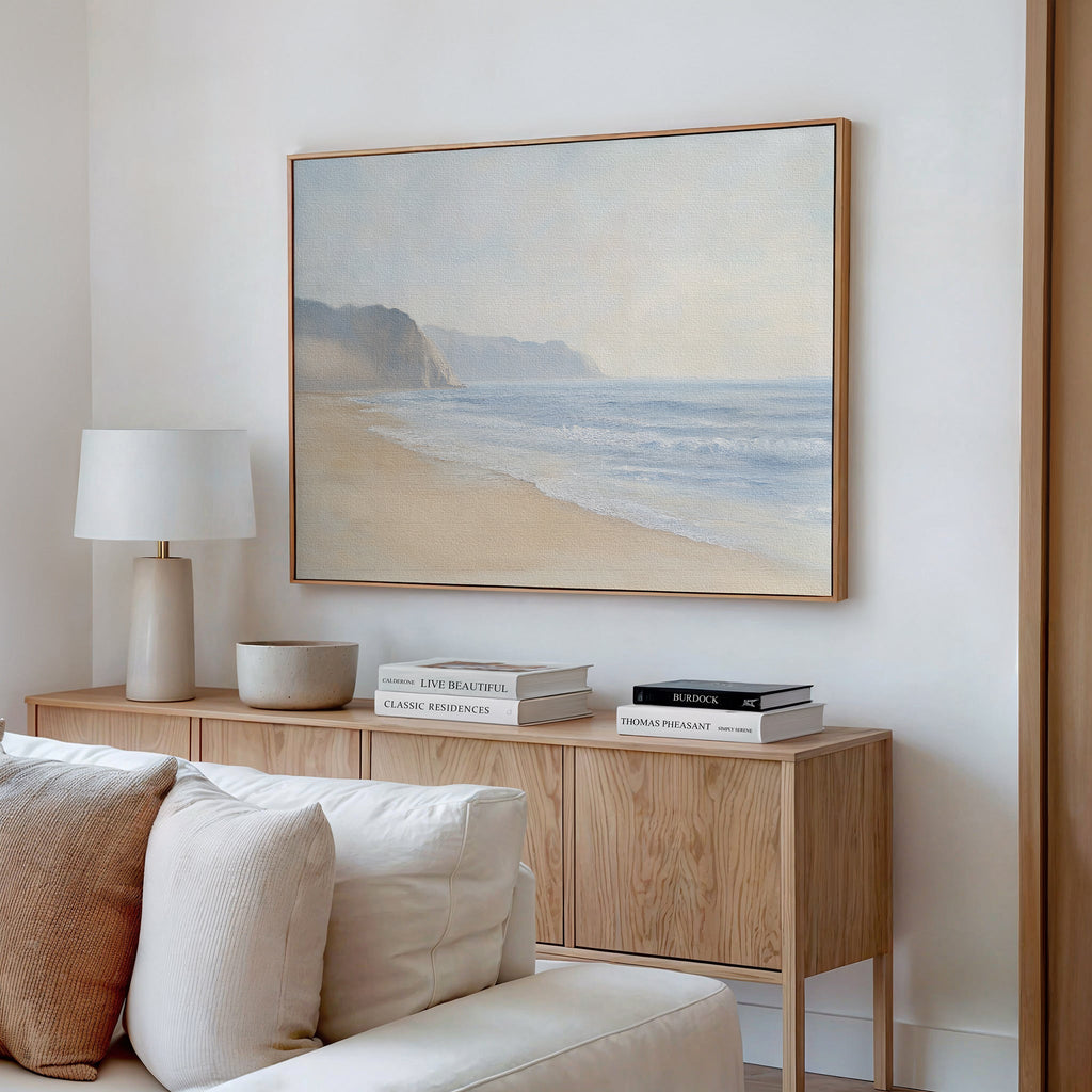Whispers of the Tide – beige and white vintage canvas wall art print by Aspire Prints
