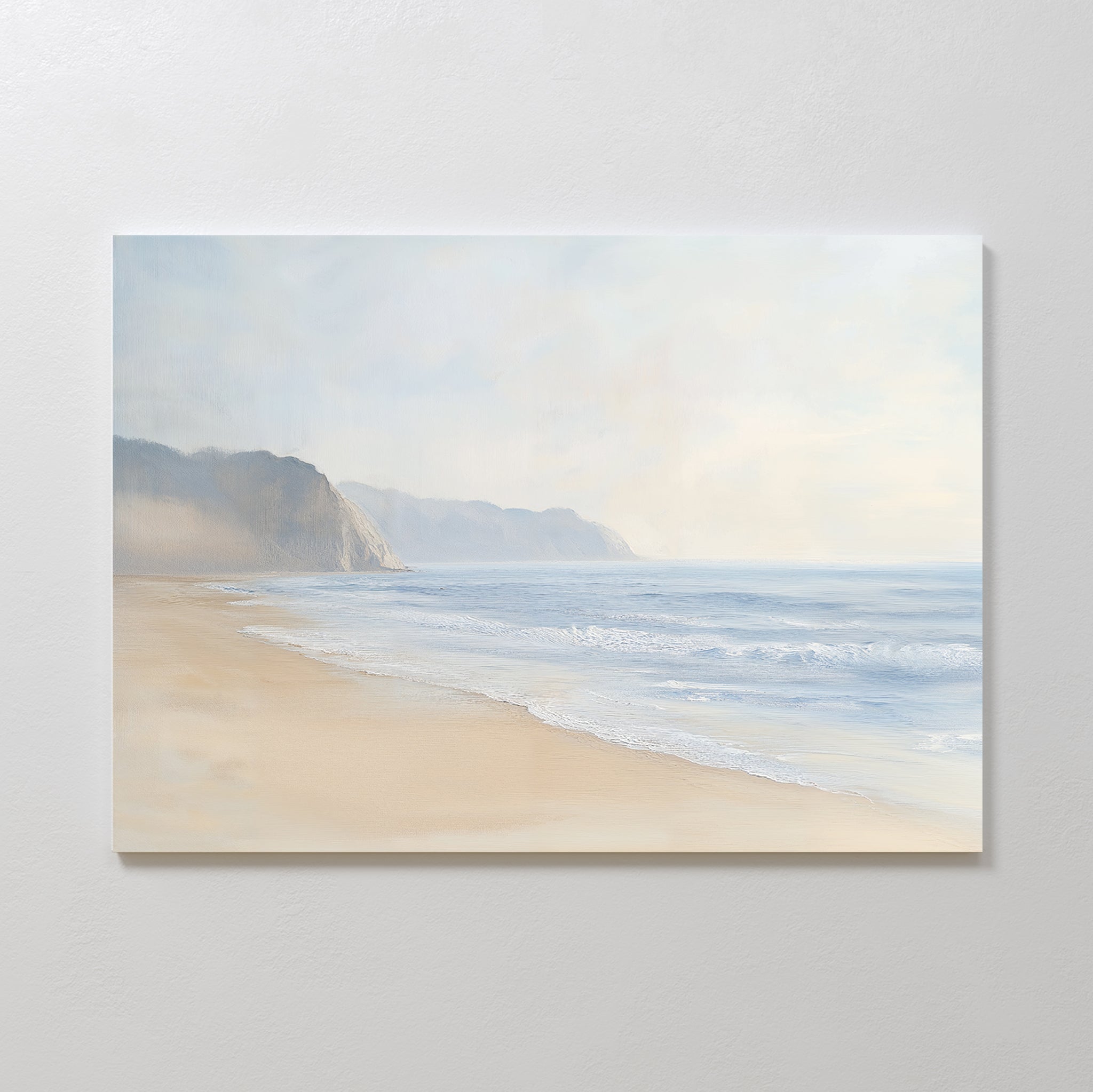 Whispers of the Tide – beige and white vintage canvas wall art print by Aspire Prints