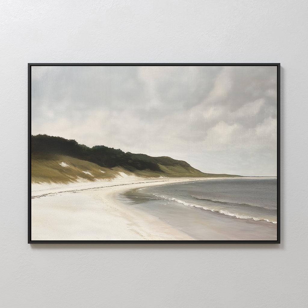 Whispering Tides – beige and white vintage canvas wall art print by Aspire Prints