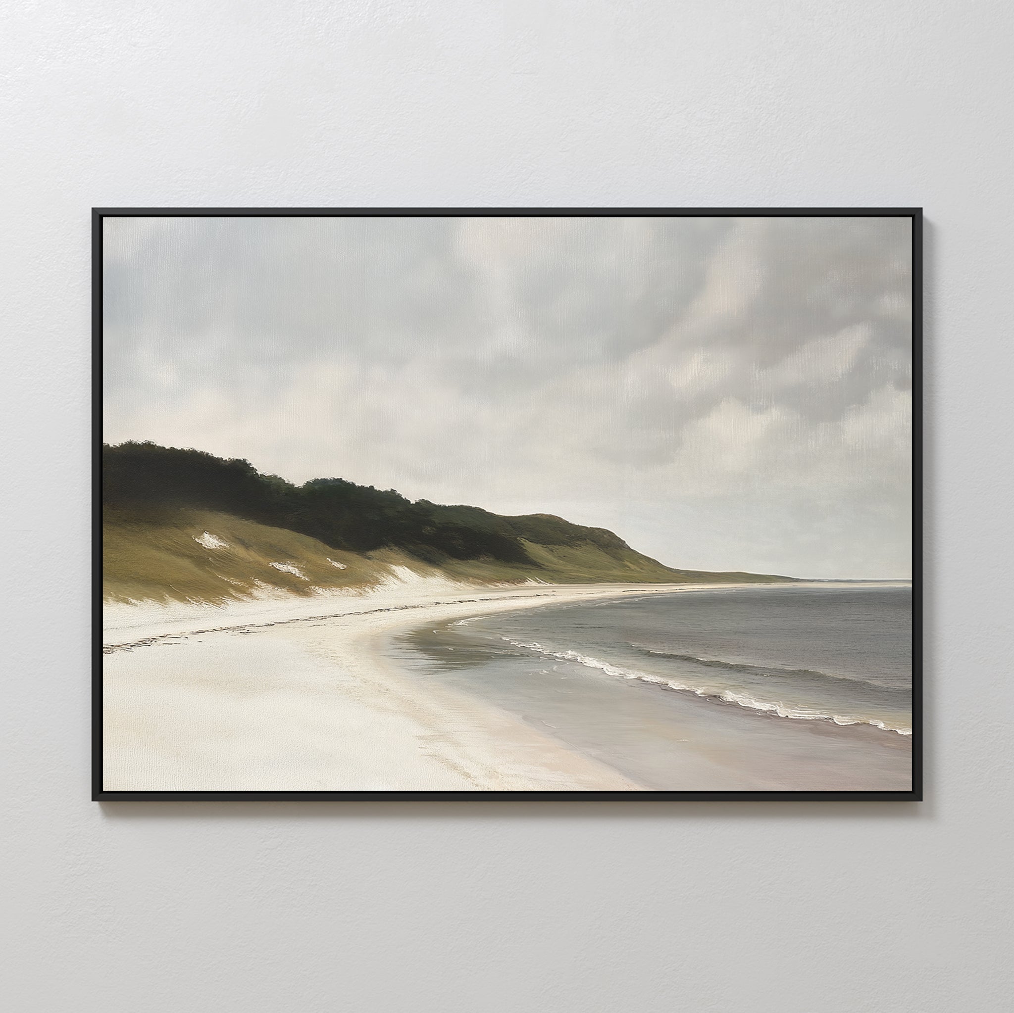 Whispering Tides – beige and white vintage canvas wall art print by Aspire Prints