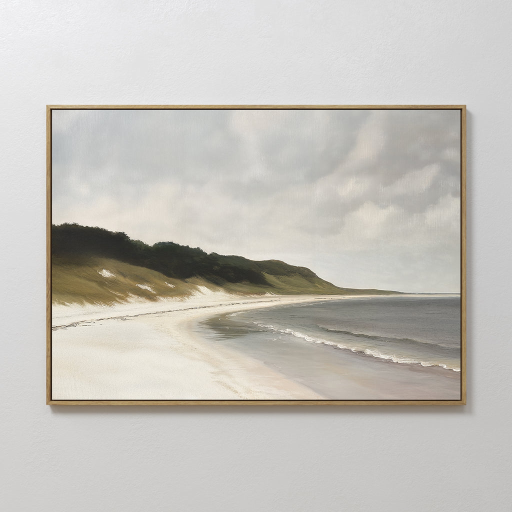 Whispering Tides – beige and white vintage canvas wall art print by Aspire Prints