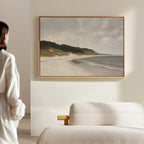 Whispering Tides – beige and white vintage canvas wall art print by Aspire Prints