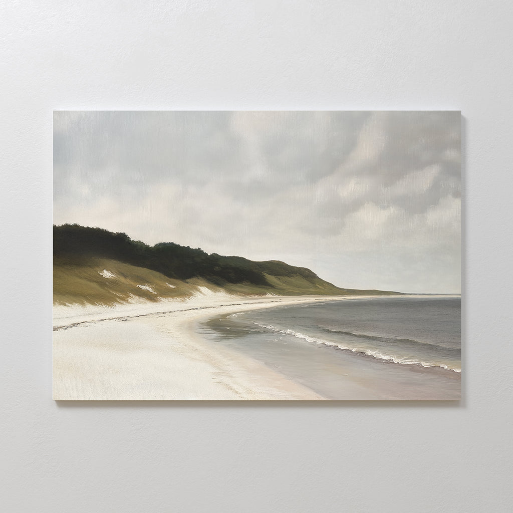 Whispering Tides – beige and white vintage canvas wall art print by Aspire Prints