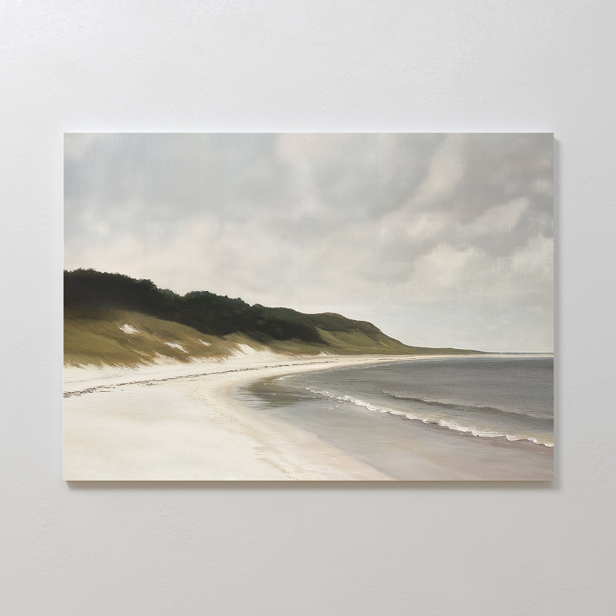 Whispering Tides – beige and white vintage canvas wall art print by Aspire Prints