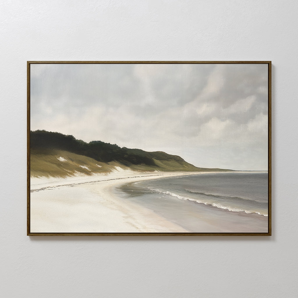 Whispering Tides – beige and white vintage canvas wall art print by Aspire Prints