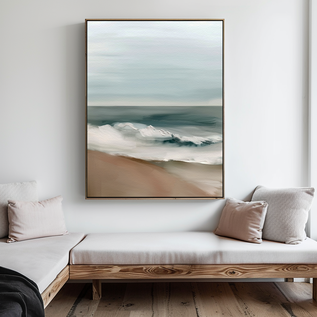 Where the Tide Hushes – blue coastal canvas wall art print by Aspire Prints