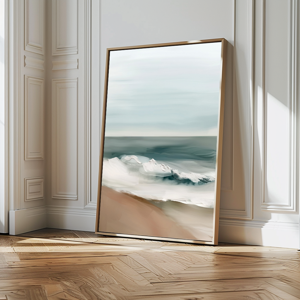 Where the Tide Hushes – blue coastal canvas wall art print by Aspire Prints