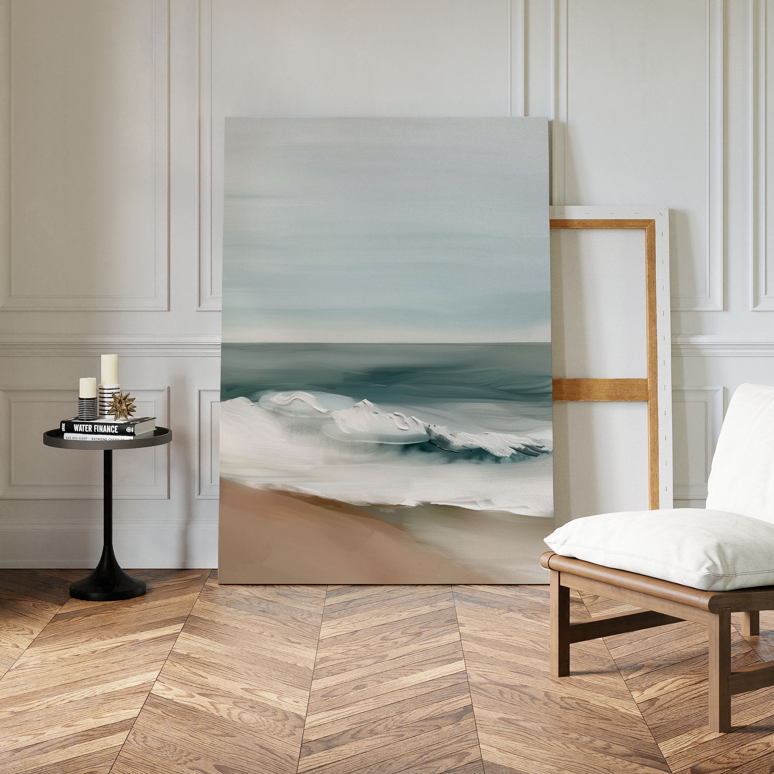 Where the Tide Hushes – blue coastal canvas wall art print by Aspire Prints