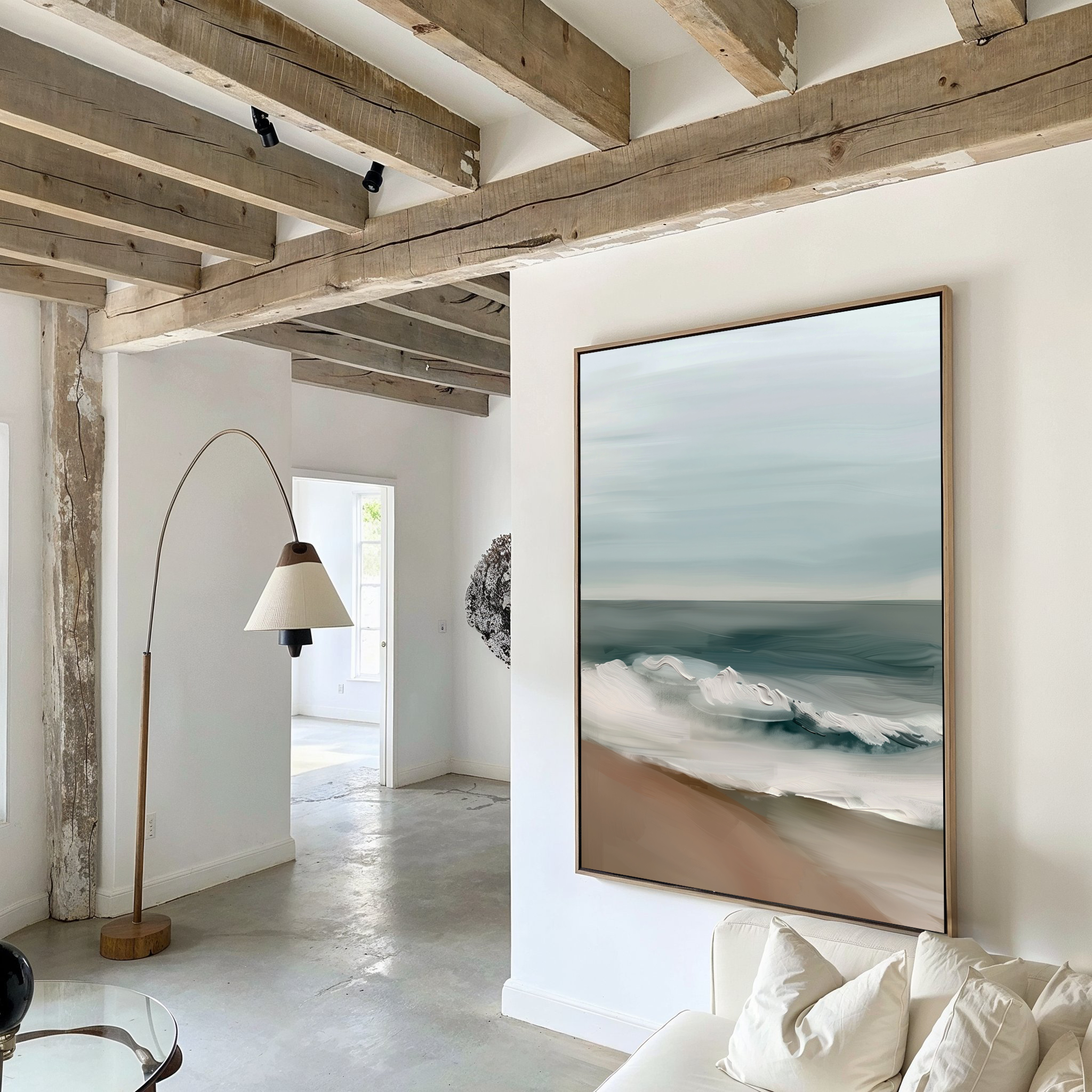 Where the Tide Hushes – blue coastal canvas wall art print by Aspire Prints