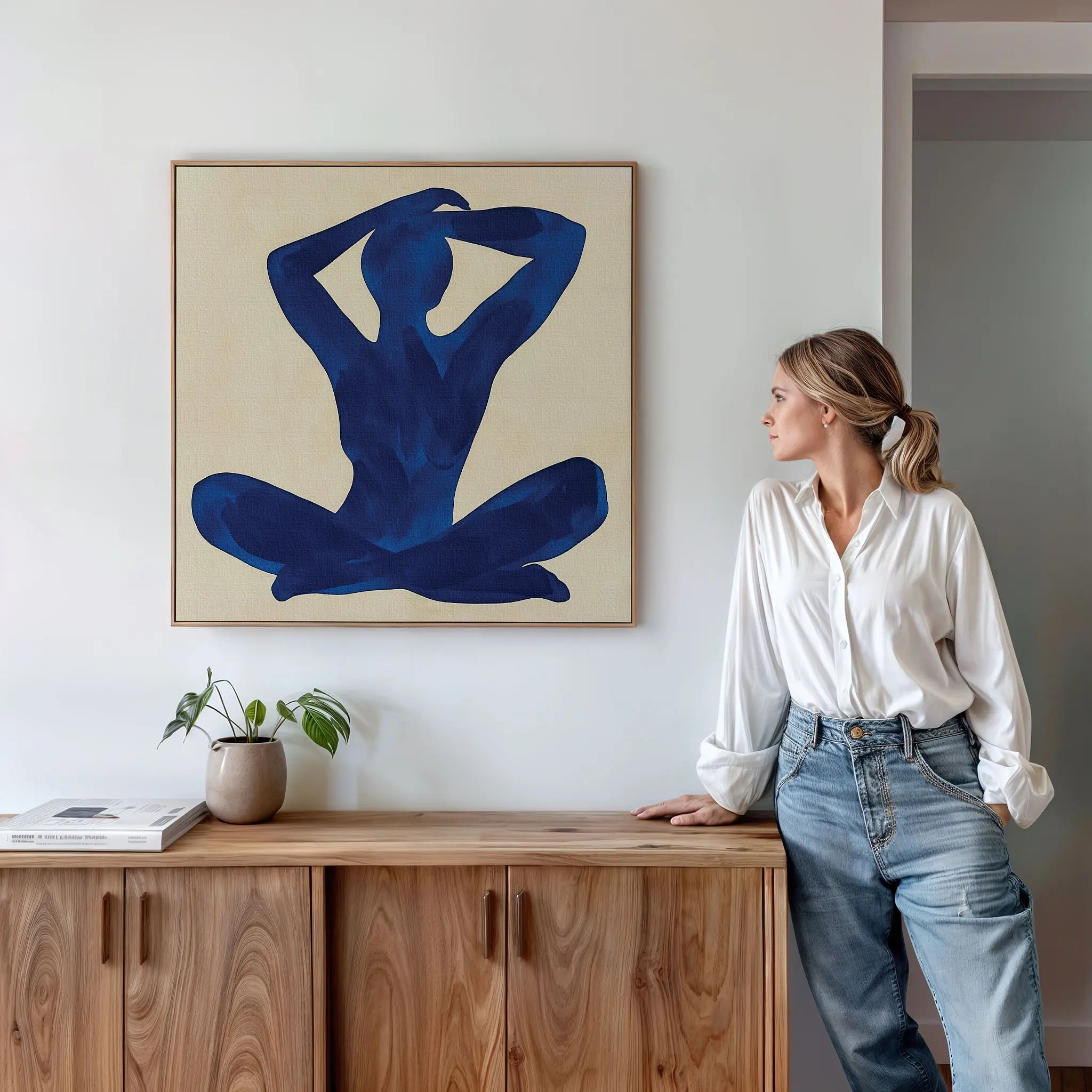 Indigo Repose – blue abstract canvas wall art print by Aspire Prints