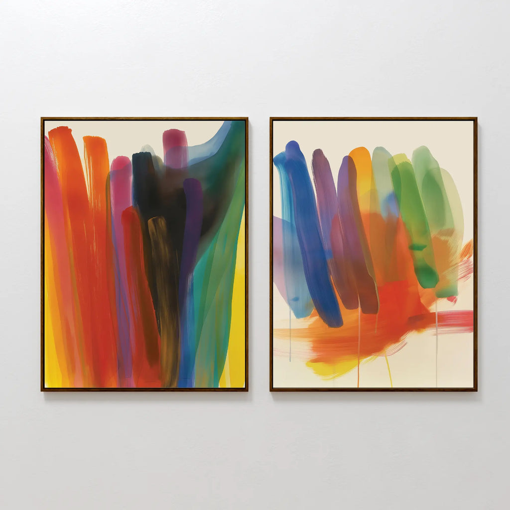 Chromatic Whispers Diptych – Set of 2 Canvas Prints set of 2 – neutral-toned abstract canvas wall art by Aspire Prints