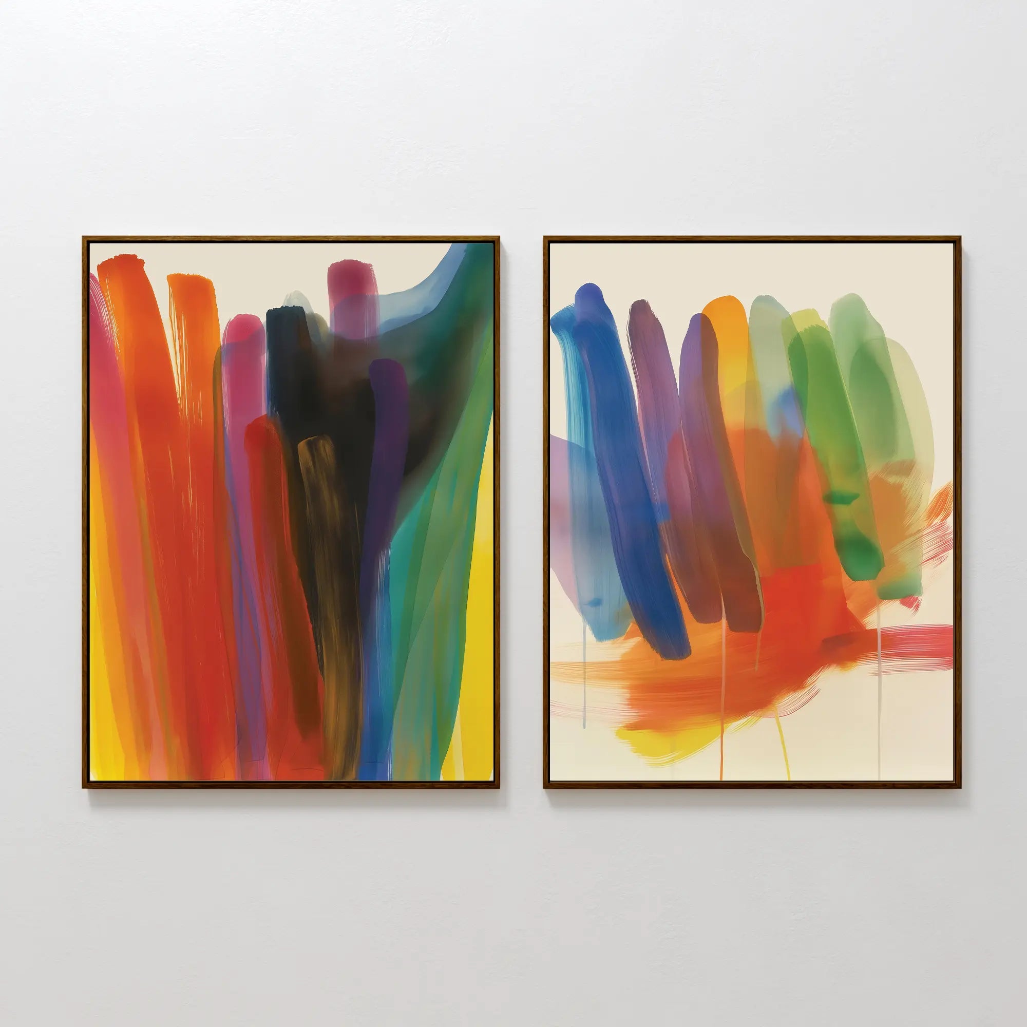 Chromatic Whispers Diptych – Set of 2 Canvas Prints set of 2 – neutral-toned abstract canvas wall art by Aspire Prints