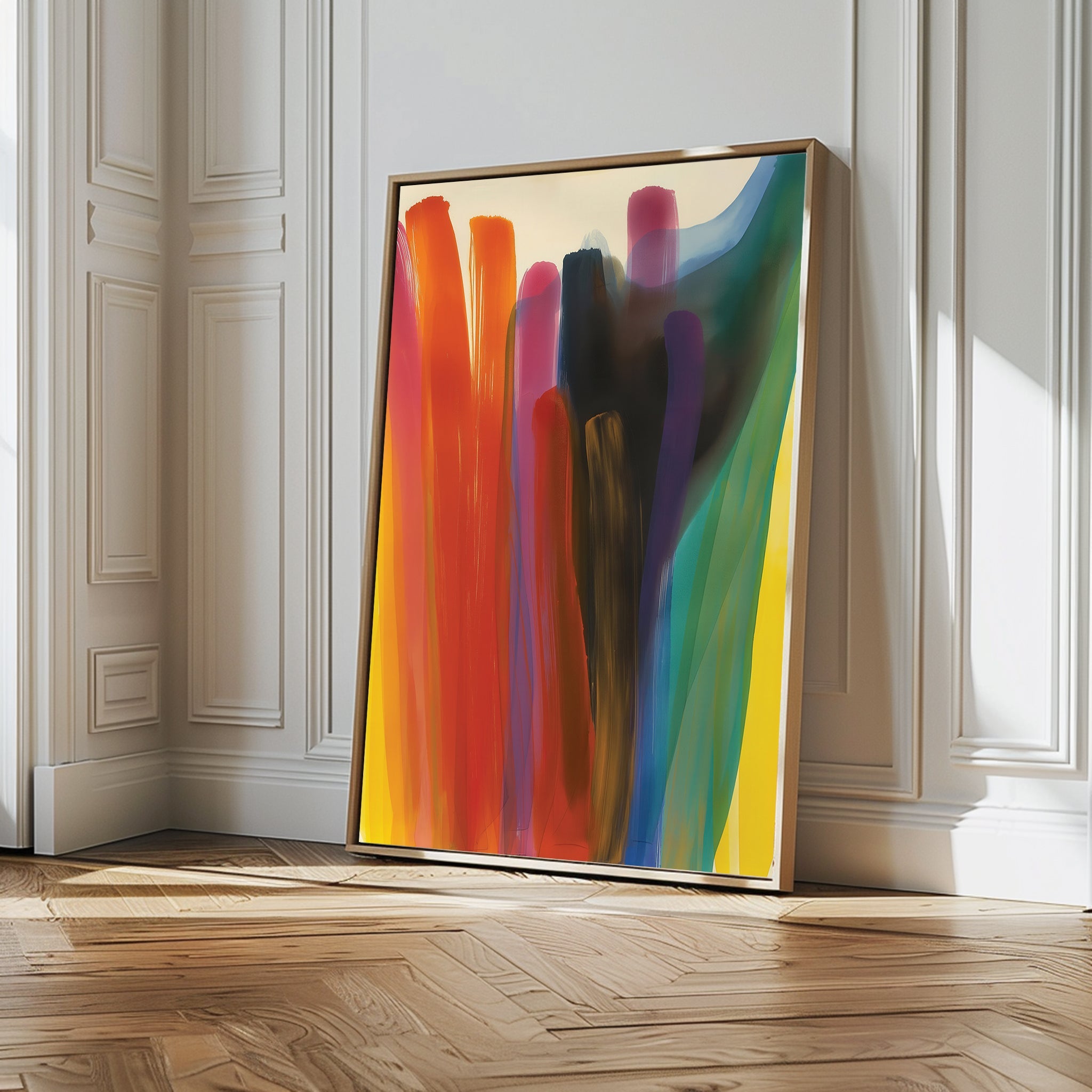 Chromatic Surge – multicolour abstract canvas wall art print by Aspire Prints