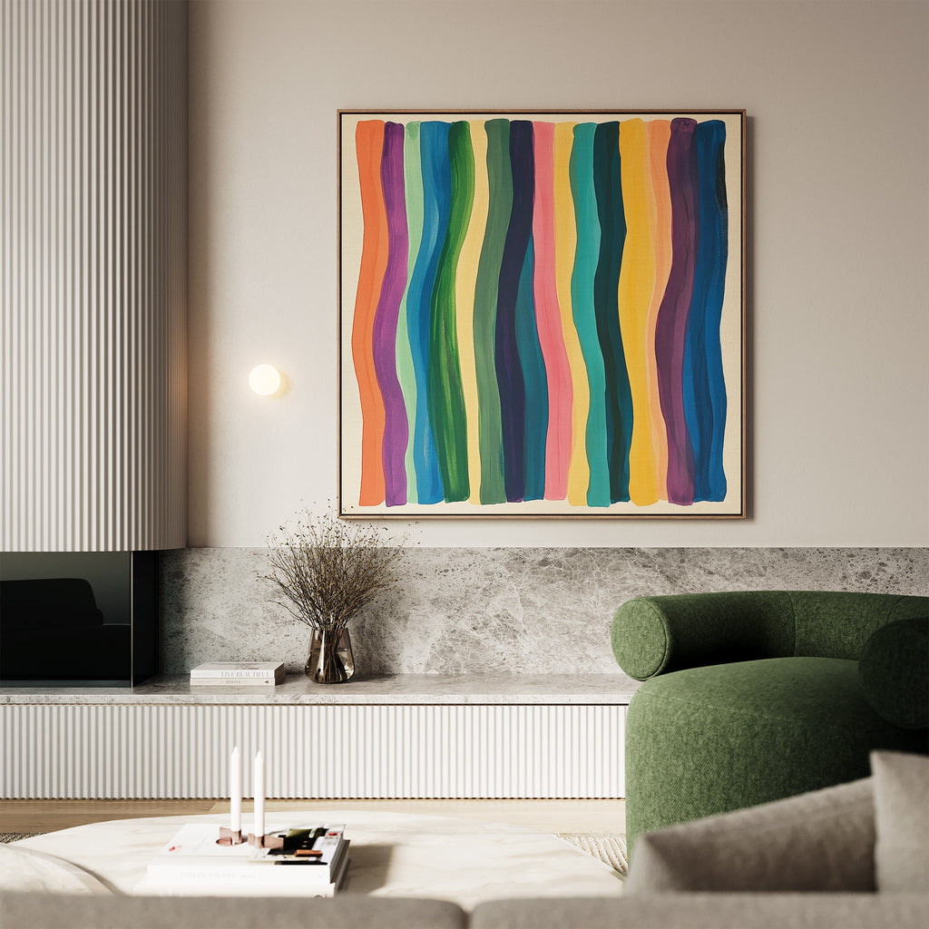Chromatic Currents – multicolour abstract canvas wall art print by Aspire Prints