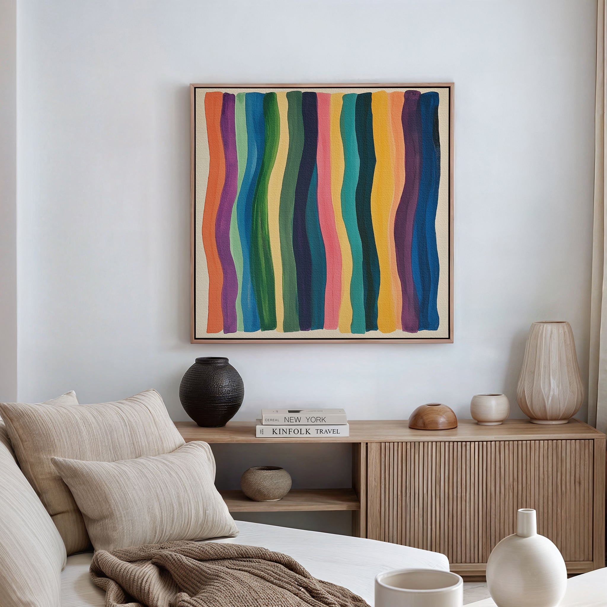Chromatic Currents – multicolour abstract canvas wall art print by Aspire Prints