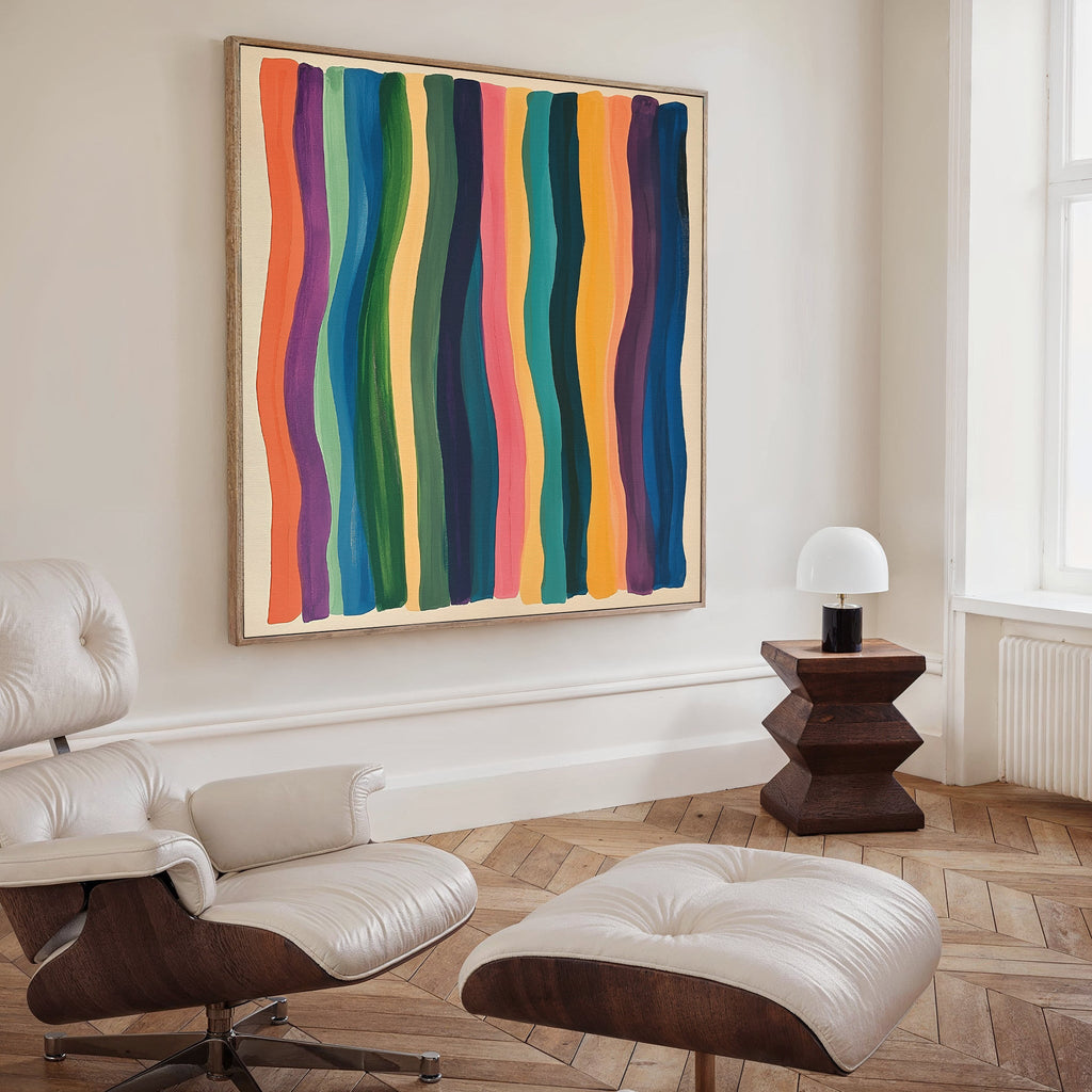Chromatic Currents – multicolour abstract canvas wall art print by Aspire Prints