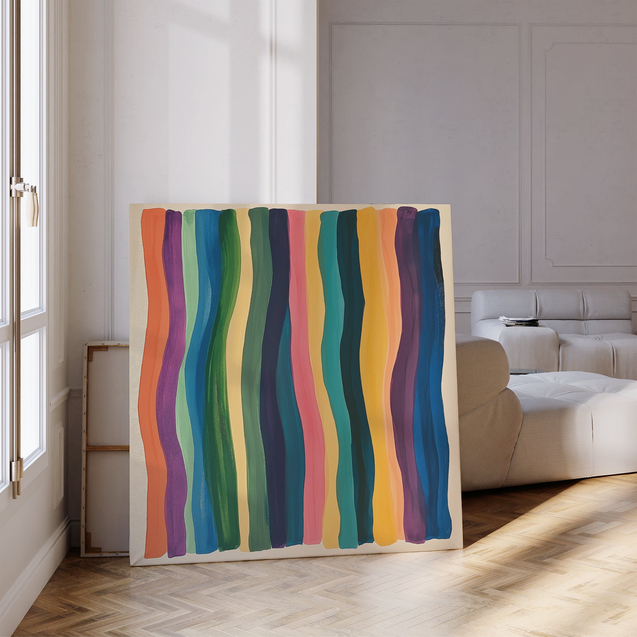 Chromatic Currents – multicolour abstract canvas wall art print by Aspire Prints