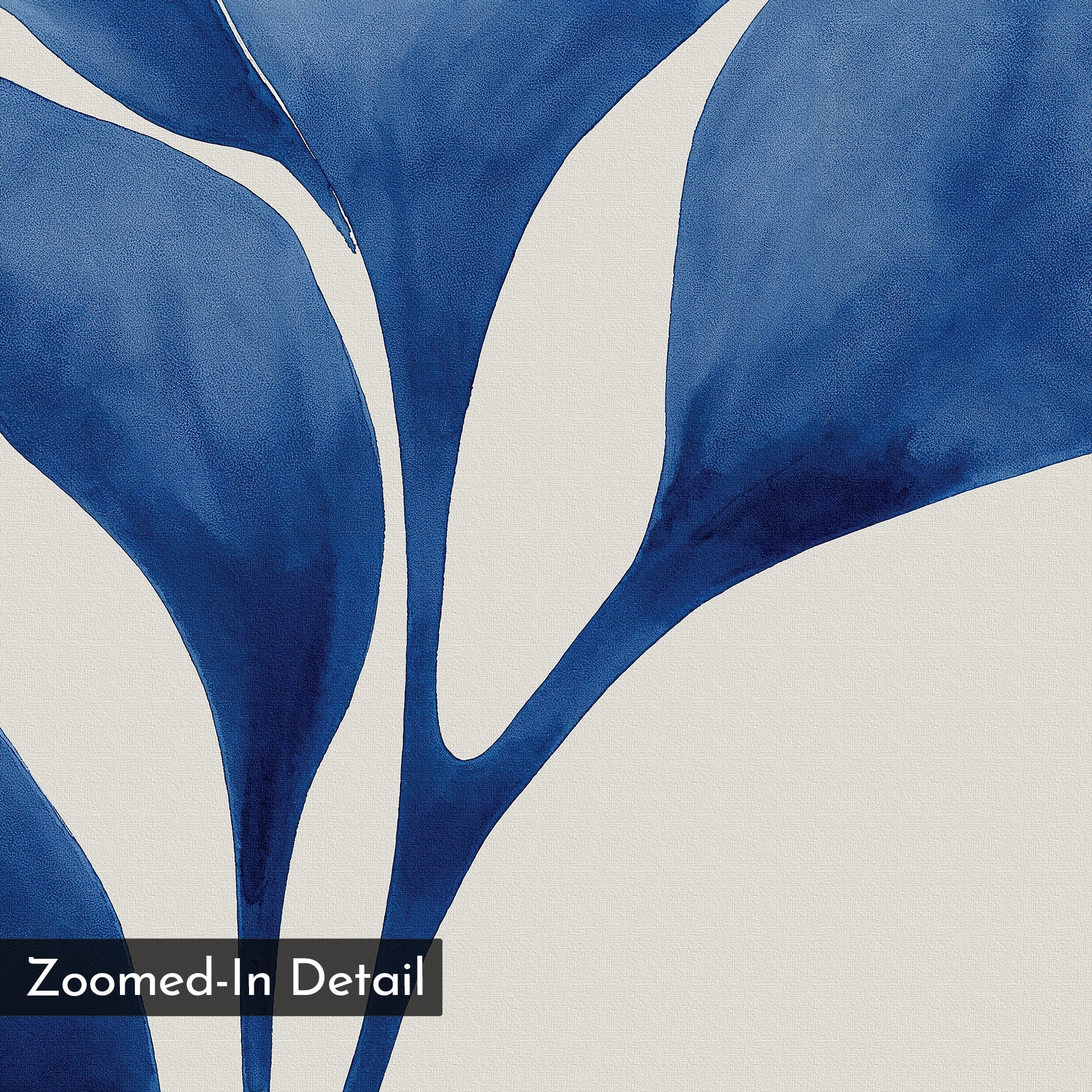 Indigo Whispers in Bloom – neutral-toned botanical canvas wall art print by Aspire Prints