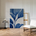 Indigo Whispers in Bloom – neutral-toned botanical canvas wall art print by Aspire Prints