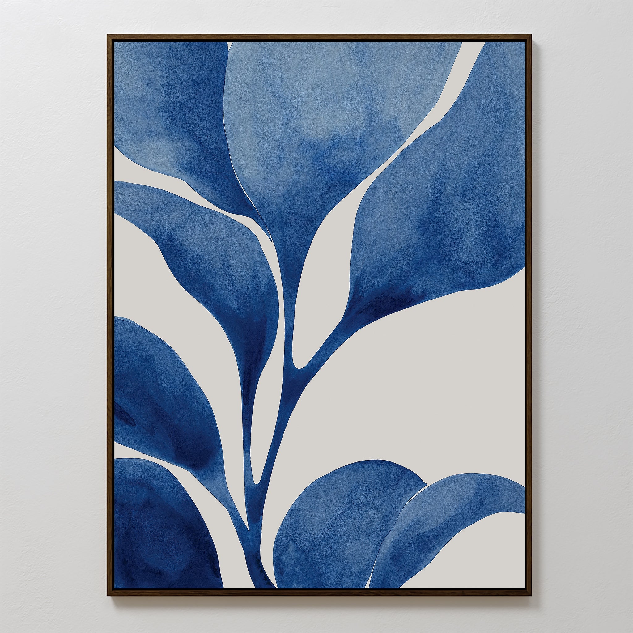 Indigo Whispers in Bloom – neutral-toned botanical canvas wall art print by Aspire Prints