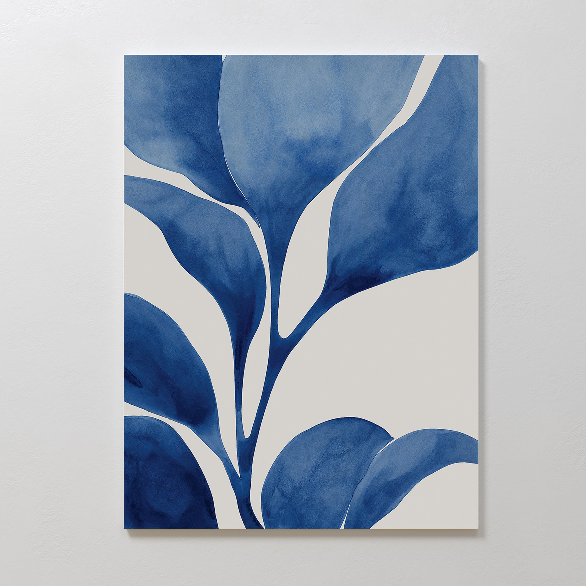 Indigo Whispers in Bloom – neutral-toned botanical canvas wall art print by Aspire Prints